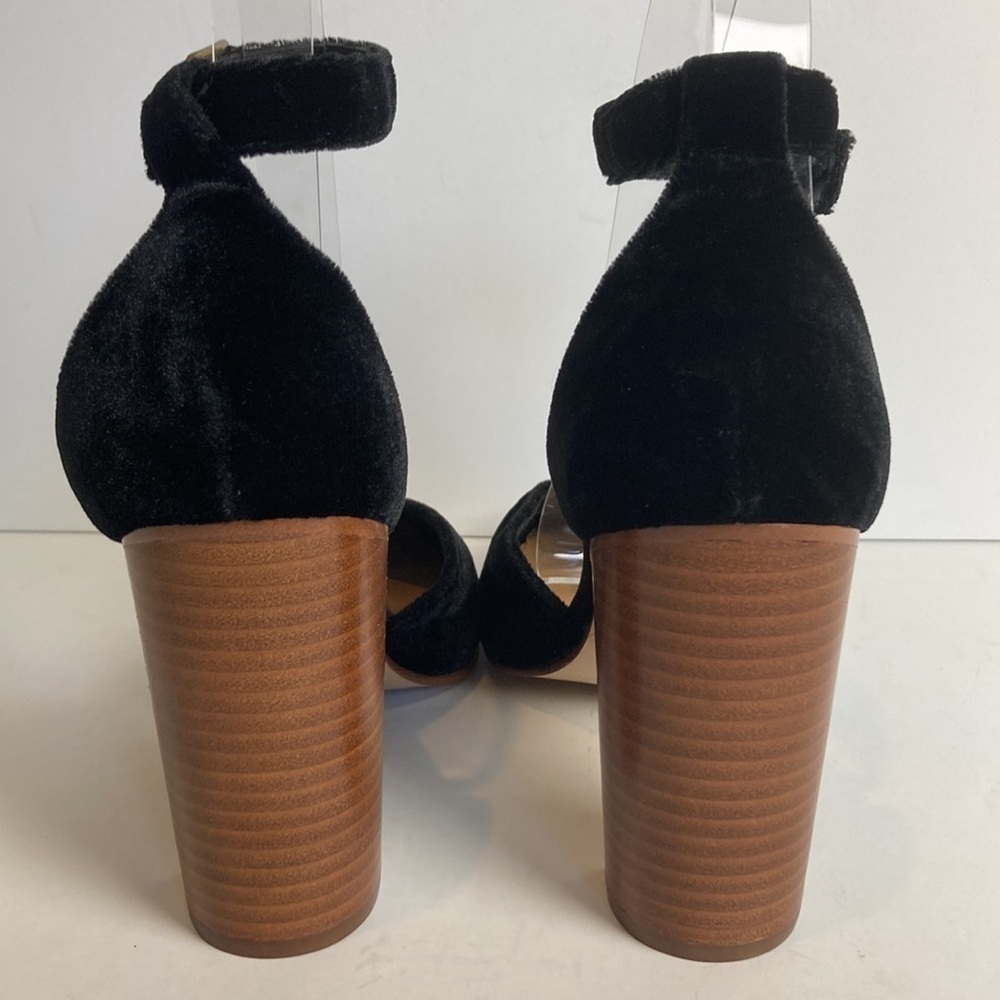 Anthropologie Soludos Collette Heels Leather Velvet Sz 7.5 Night Out Party Prom - Picture 7 of 16